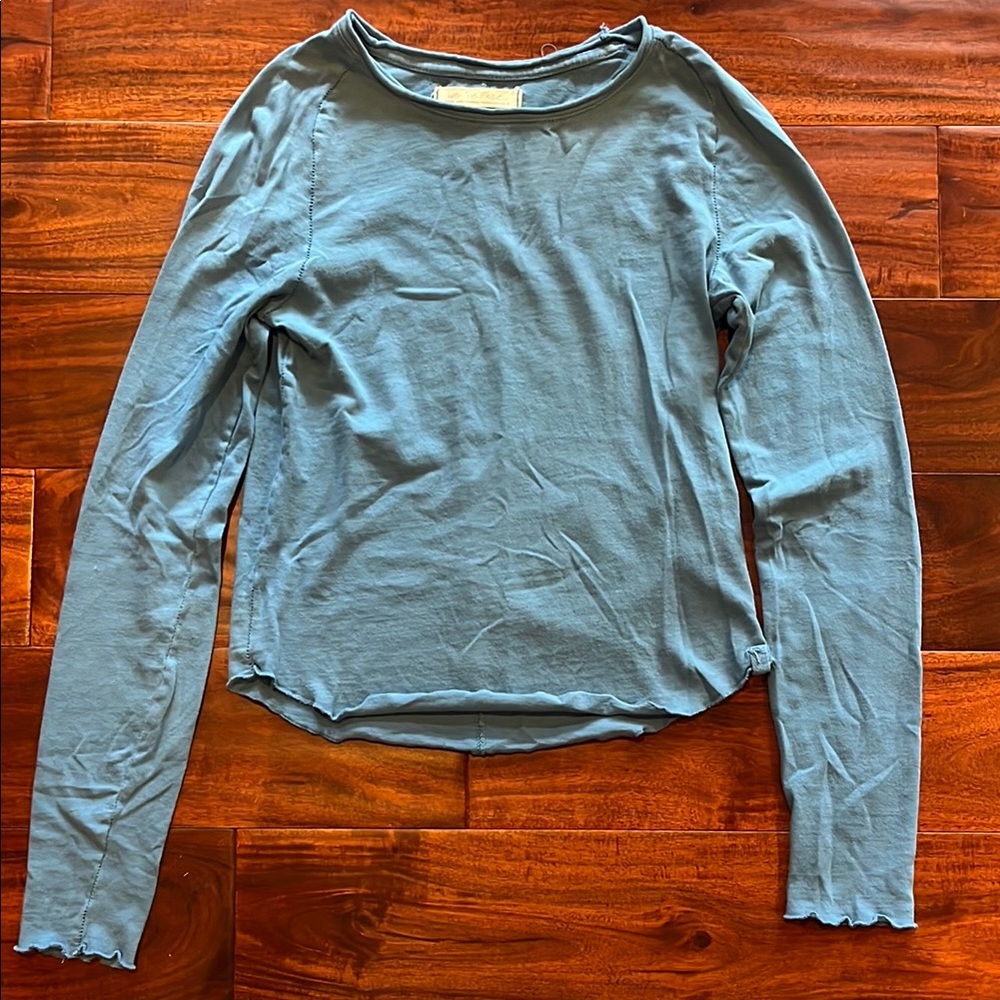 We The Free Fitted Long Sleeve Blue T-Shirt